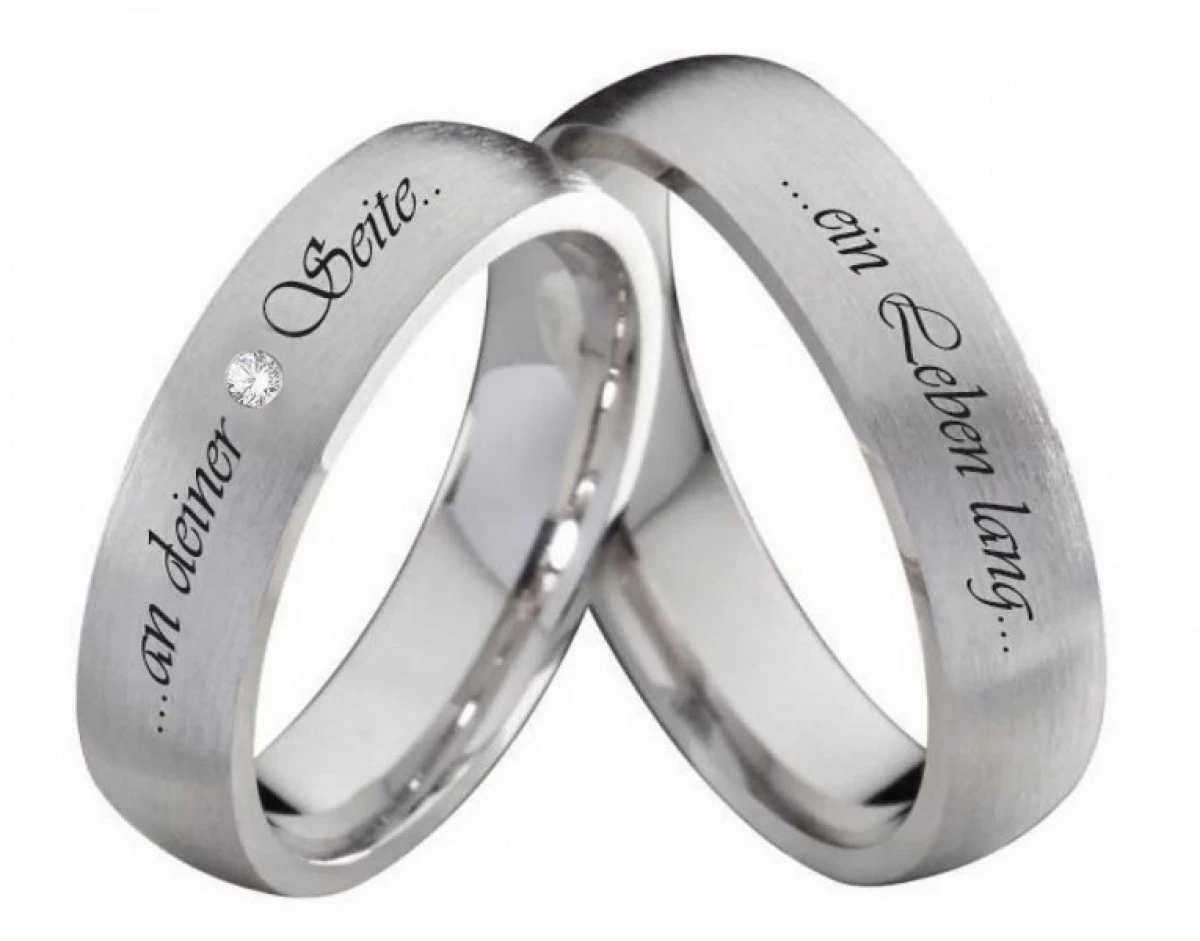 Partnerringe Silberringe S921 mit Diamant und Außengravur Partnerringe Silberringe S921 mit Diamant und Außengravur